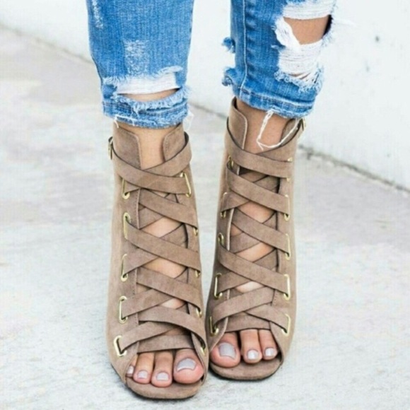 A Mermaid’s Epiphany Shoes - 🆕LAST ONE Aviana Vegan Suede Booties in Taupe